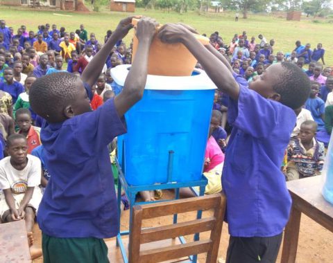 Primary five Pupils demonstrating what they have learnt to the whole school